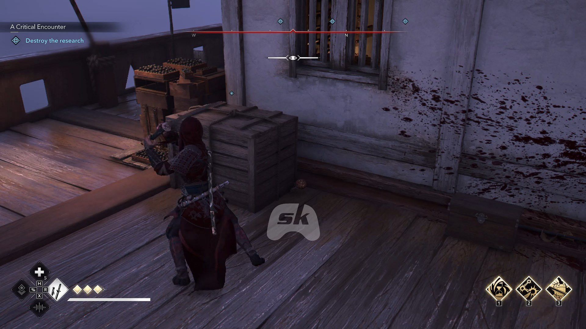 Strike with your weapon to destroy three containers (Image via Sportskeeda Gaming // Ubisoft)